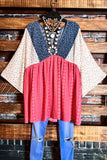 TOGETHER AS ONE HEART BLUE RED & WHITE OVERSIZED TOP