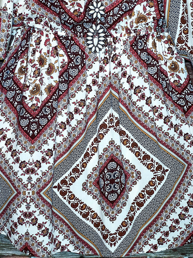 Incredible Beauty Woven Dress in Burgundy & Cream------------sale