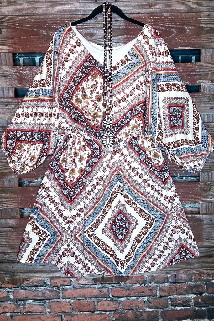Incredible Beauty Woven Dress in Burgundy & Cream------------sale