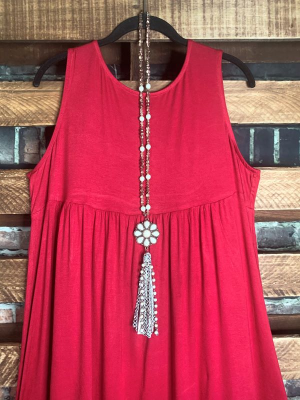 WEEKEND GETAWAY RED CASUAL DRESS