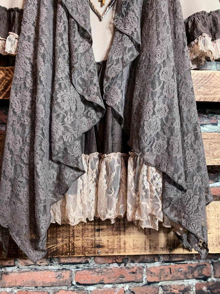 LOVELY SPIRIT LACE VEST IN MOCHA-----------SALE