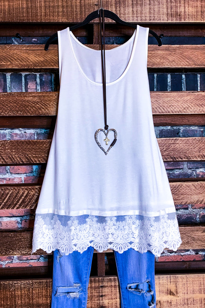 Full Of Grace Lace Slip Dress Extender Top in Off White