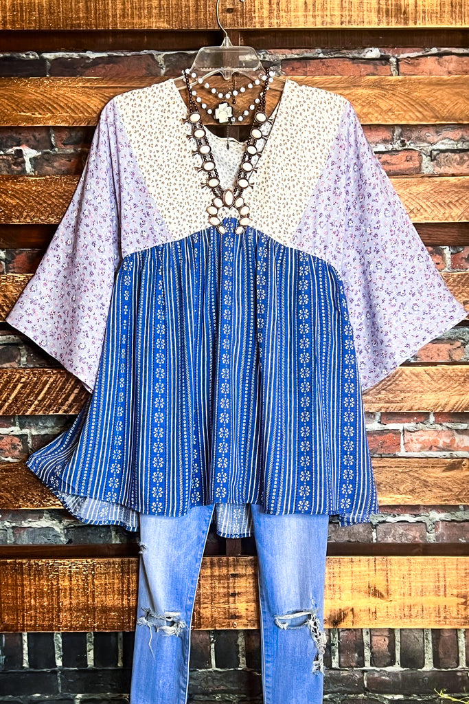 BRING ME A NEW DREAM CREAM & DENIM TOP