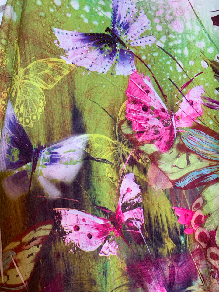 Pretty Crystal & Multi-Color Print Tunic -------Sale