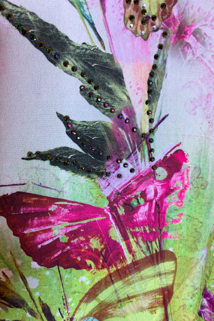 Pretty Crystal & Multi-Color Print Tunic -------Sale