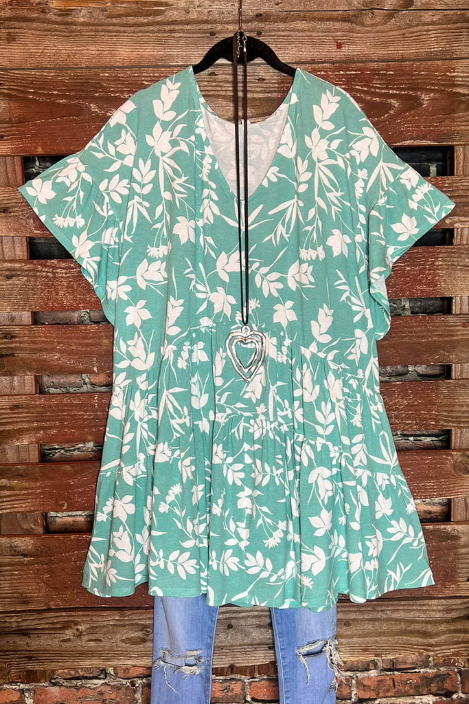 Feelin' So Good Floral Comfy Swing Tunic in Sage