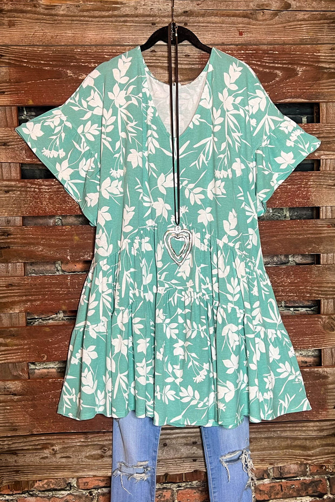 Feelin' So Good Floral Comfy Swing Tunic in Sage