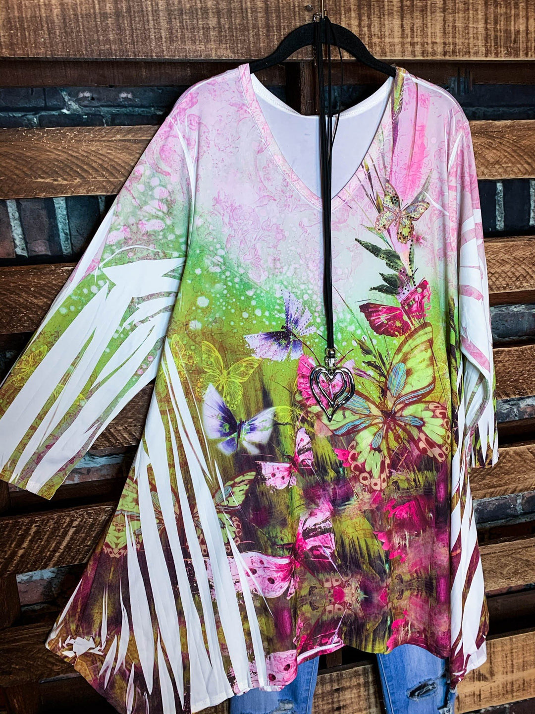 Pretty Crystal & Multi-Color Print Tunic -------Sale