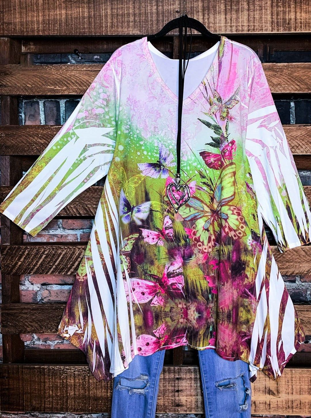 Pretty Crystal & Multi-Color Print Tunic -------Sale