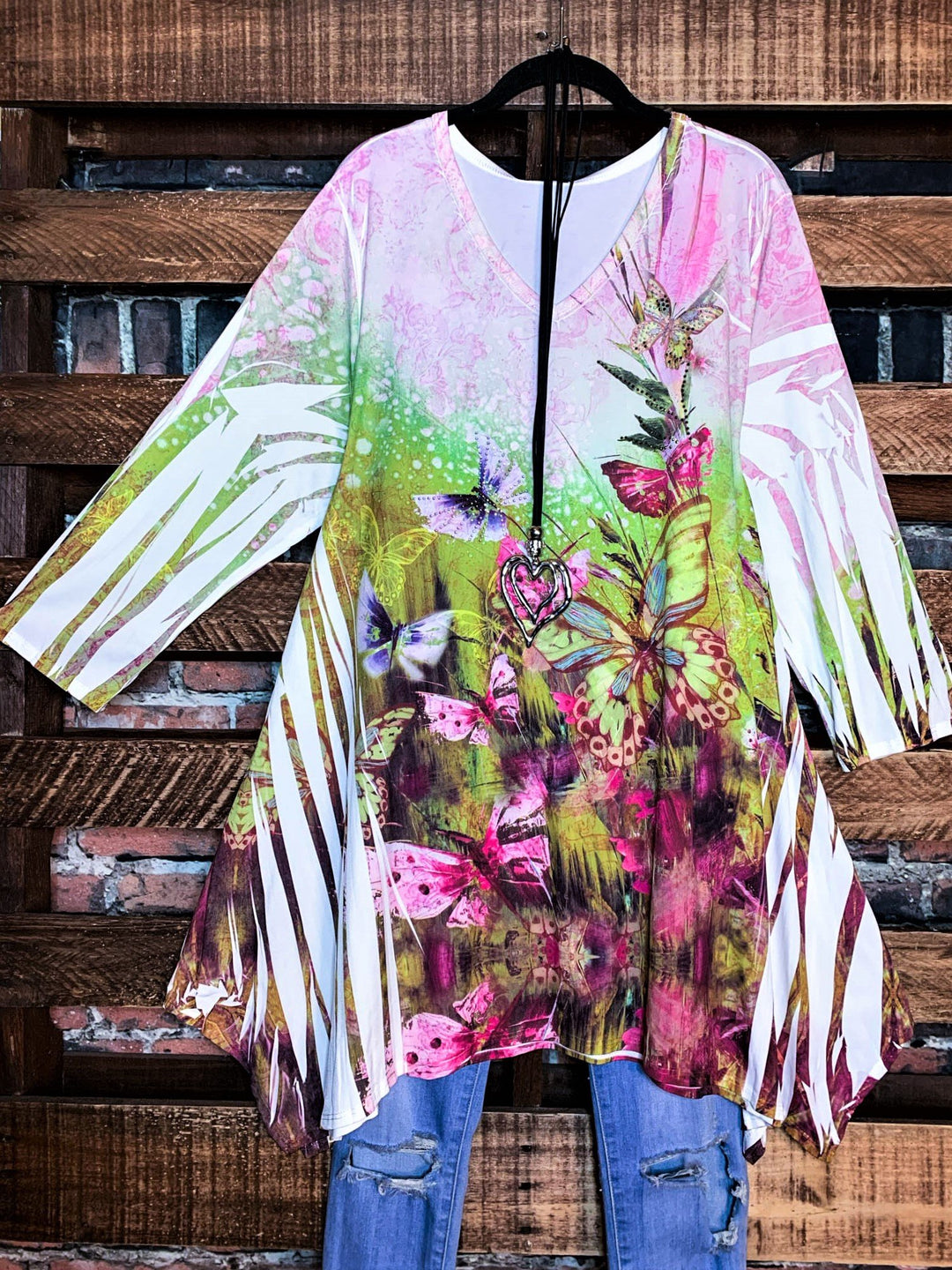 Pretty Crystal & Multi-Color Print Tunic -------Sale