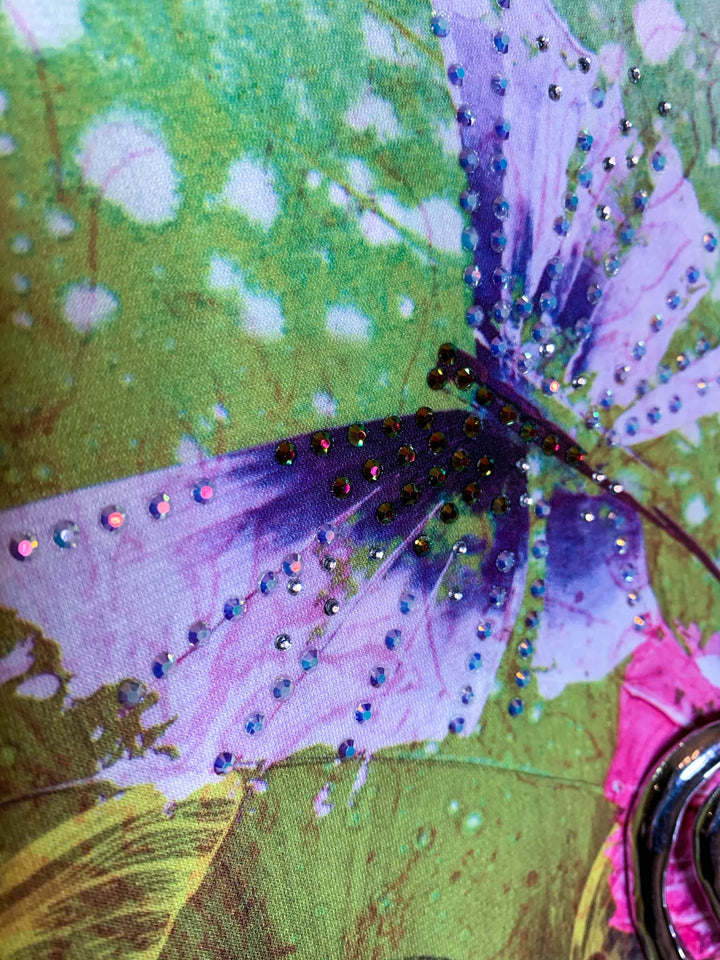 Pretty Crystal & Multi-Color Print Tunic -------Sale