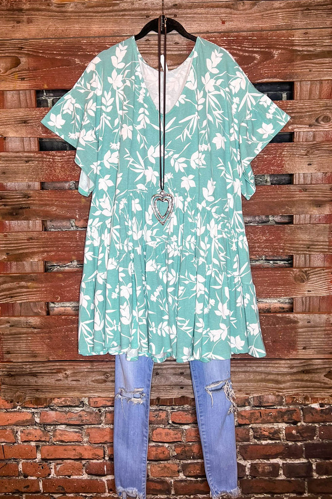 Feelin' So Good Floral Comfy Swing Tunic in Sage