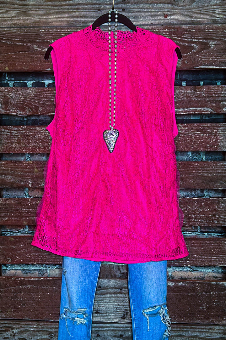PINK LACE SLEEVELESS TOP-----------SALE
