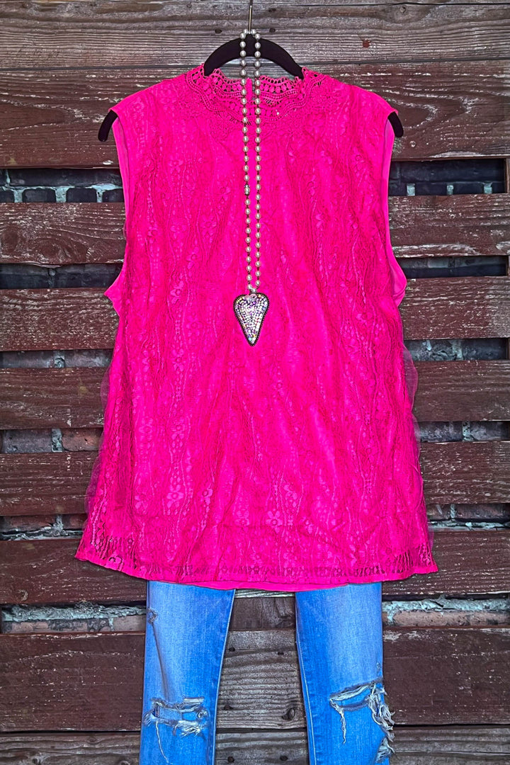 PINK LACE SLEEVELESS TOP-----------SALE