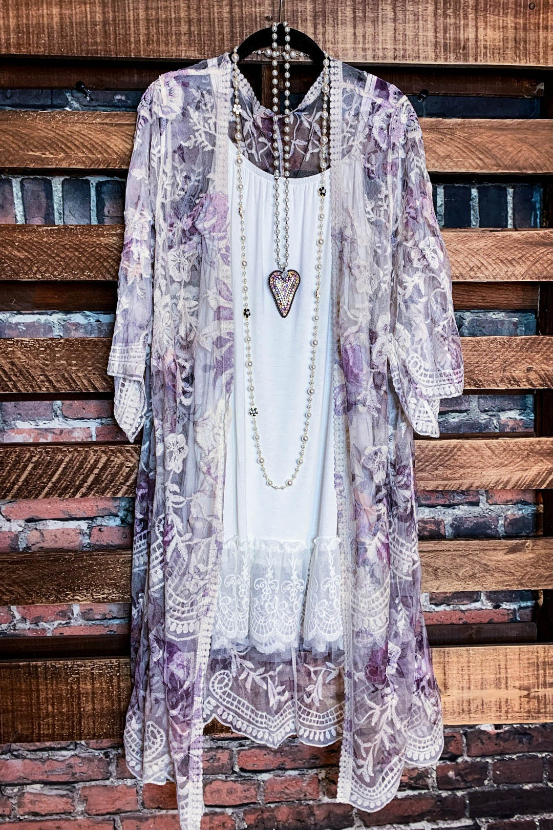 LOVE FOR A LIFETIME FLORAL LACE DUSTER KIMONO