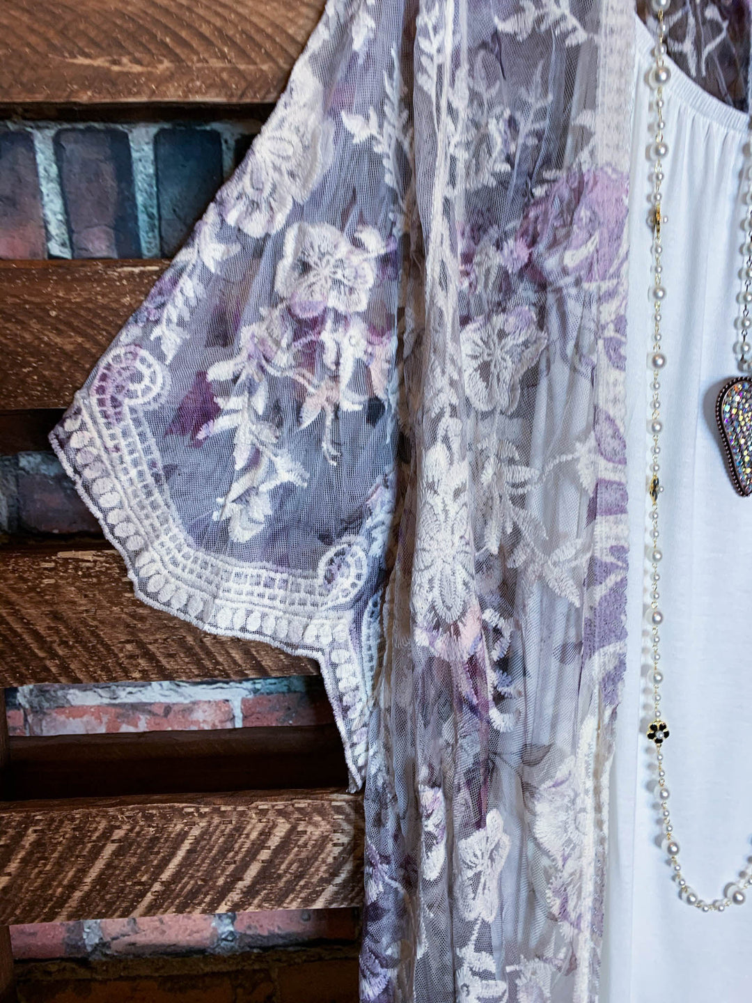 LOVE FOR A LIFETIME FLORAL LACE DUSTER KIMONO