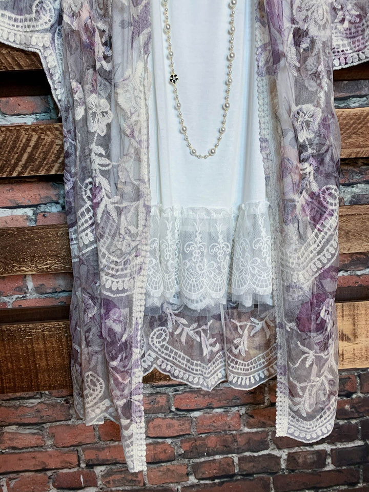 LOVE FOR A LIFETIME FLORAL LACE DUSTER KIMONO