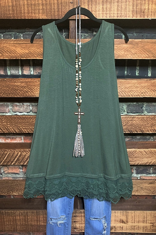 SWEETER THAN HONEY LACE SLIP EXTENDER DRESS IN OLIVE