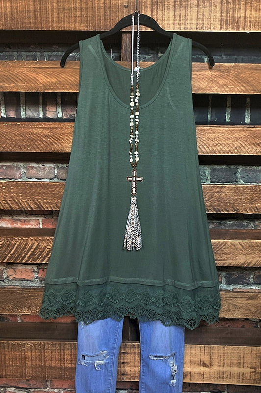 SWEETER THAN HONEY LACE SLIP EXTENDER DRESS IN OLIVE