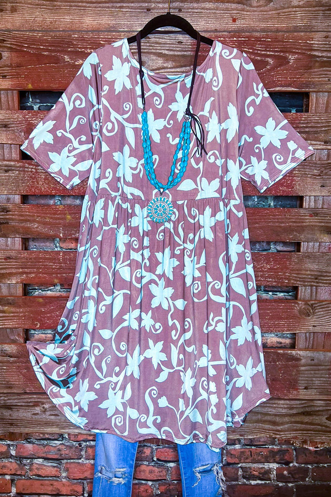 Floral Dress in Blue & Brown -------- Sale