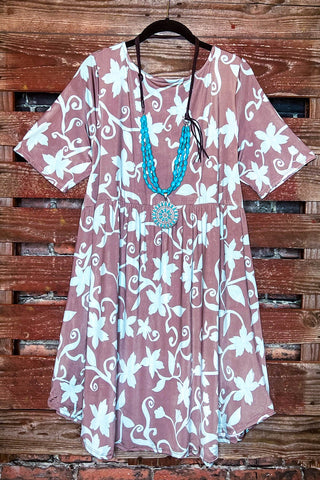 SEASIDE PALM LEAVES DRESS IN TURQUOISE------------SALE
