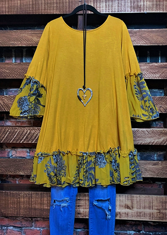 SWEET DARLING TOP IN MUSTARD REGULAR & PLUS SIZE-----------------SALE