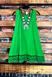 SWEETER THAN HONEY LACE SLIP DRESS EXTENDER TOP IN GREEN