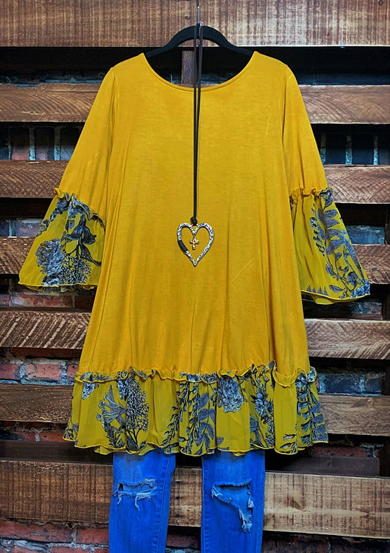 SWEET DARLING TOP IN MUSTARD REGULAR & PLUS SIZE-----------------SALE