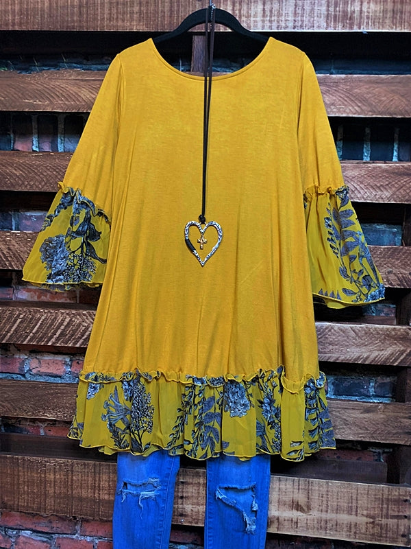 SWEET DARLING TOP IN MUSTARD REGULAR & PLUS SIZE-----------------SALE