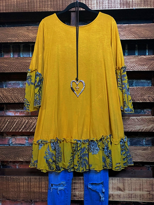 SWEET DARLING TOP IN MUSTARD REGULAR & PLUS SIZE-----------------SALE