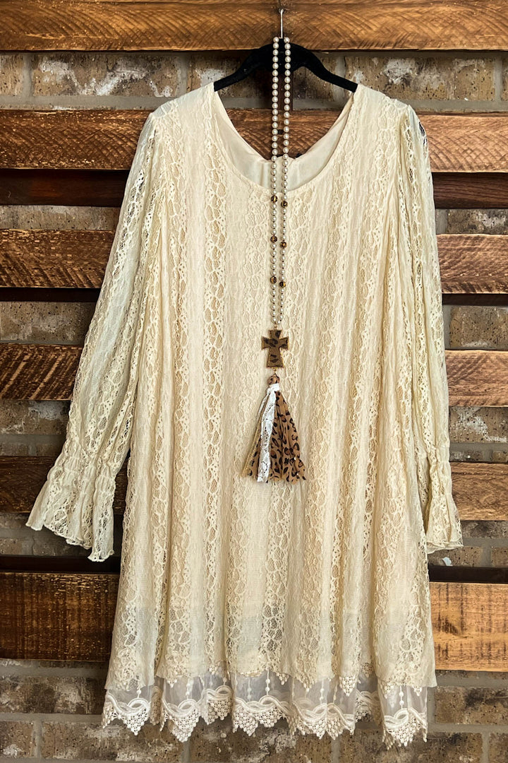 Let Me Call You Sweetheart Beige Lace Layered Tunic
