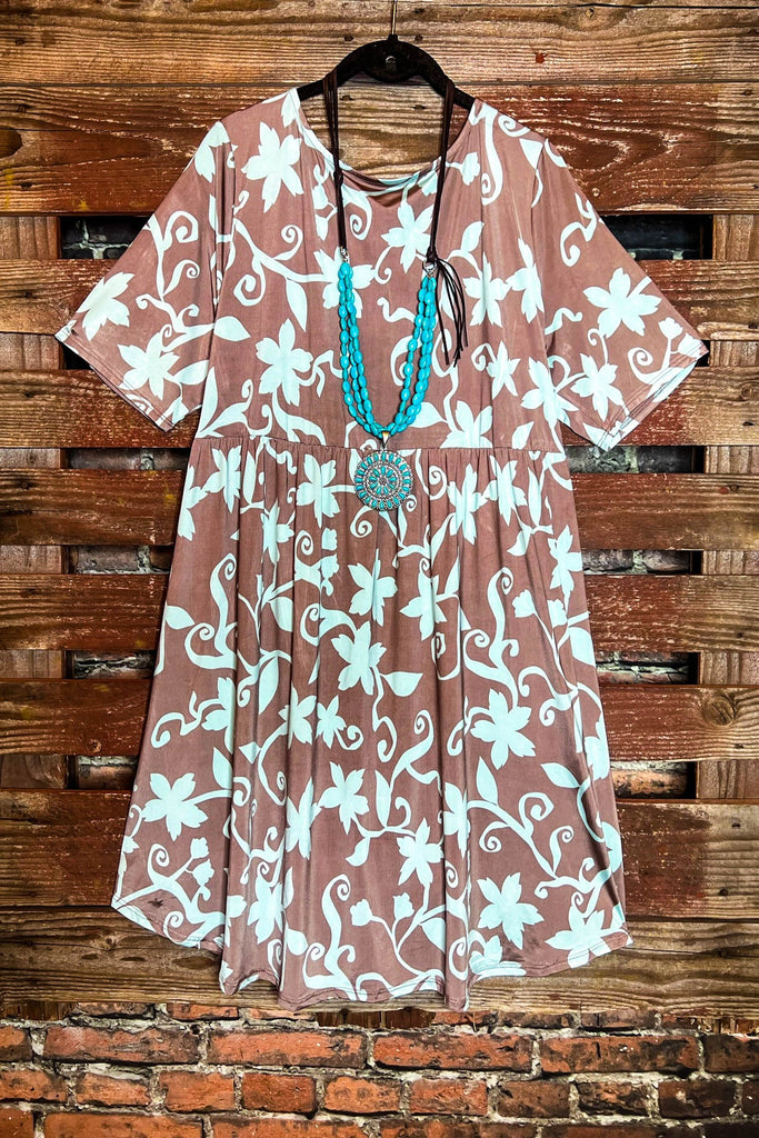 Floral Dress in Blue & Brown -------- Sale