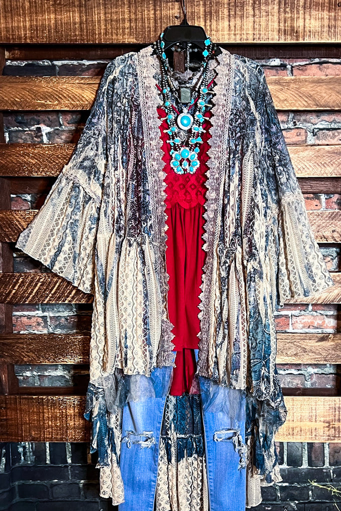 COVERED BY LOVE CARDIGAN DUSTER IN TAUPE & NAVY