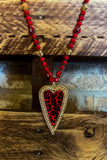 PASSION WILD HEART CRYSTAL BEADED NECKLACE IN RED