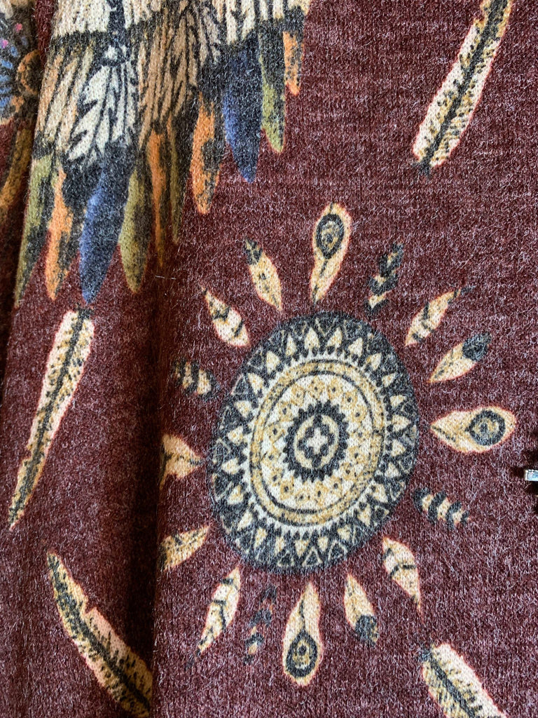 MAGIC FEATHERS MAROON SWEATER TUNIC 3X 4X 5X------SALE