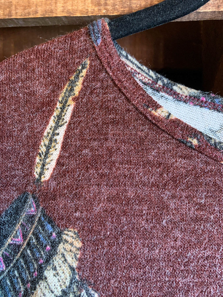 MAGIC FEATHERS MAROON SWEATER TUNIC 3X 4X 5X------SALE