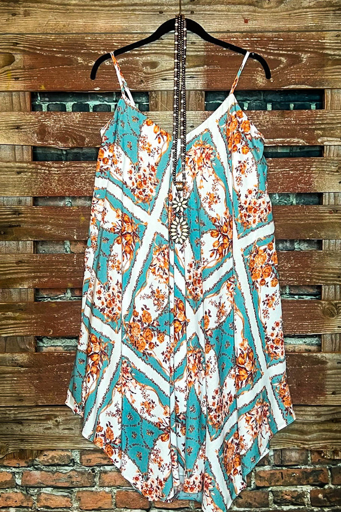 BEAUTIFUL & BREEZY MIDI DRESS IN MULTI-COLOR & SAGE--------SALE