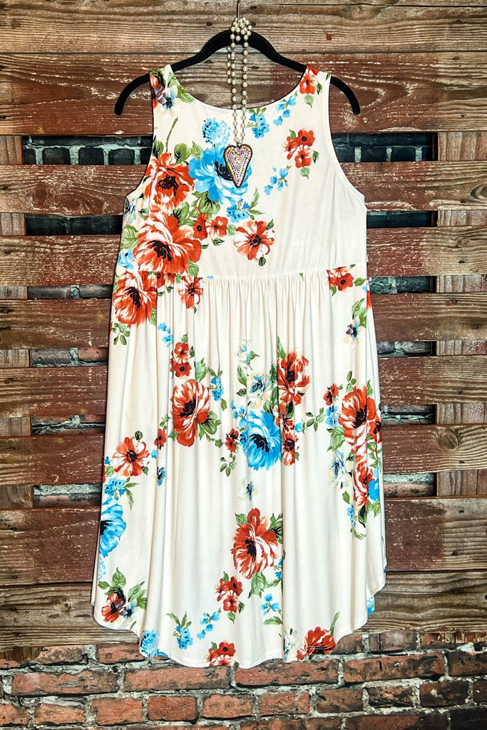 BEAUTY OF THE SEASON FLORAL DRESS IN IVORY & MIX