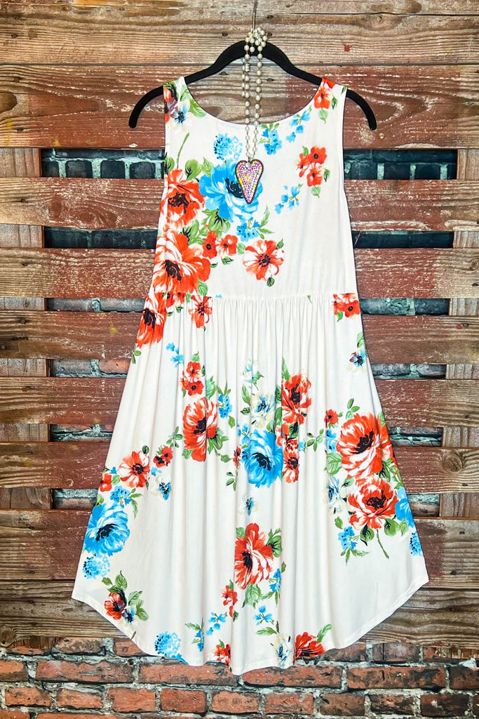 BEAUTY OF THE SEASON FLORAL DRESS IN IVORY & MIX