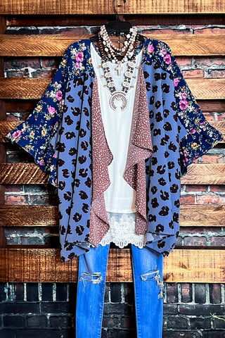 A LITTLE WILD AT HEART VEST ROSES AND LEOPARD PRINT & TAUPE