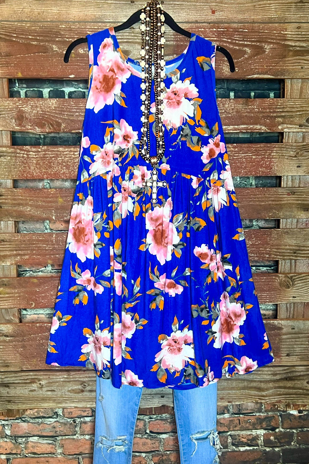 14-16 ROYAL BLUE FLORAL DRESS ---------SALE
