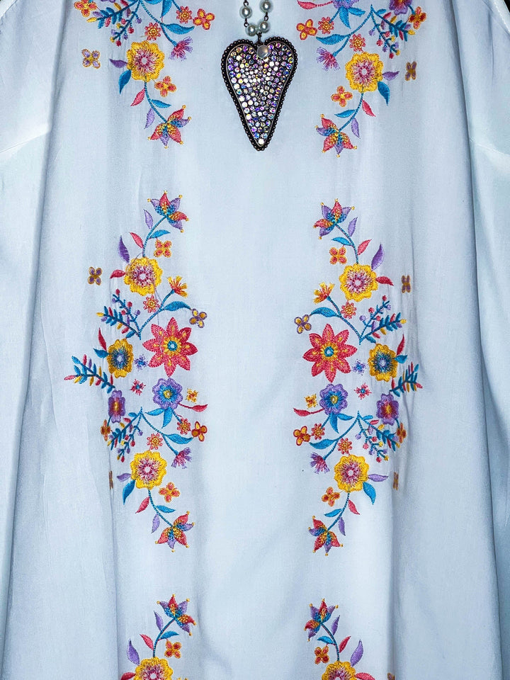 Beauty in The Details Embroidered Floral Dress in Ivory-------Sale