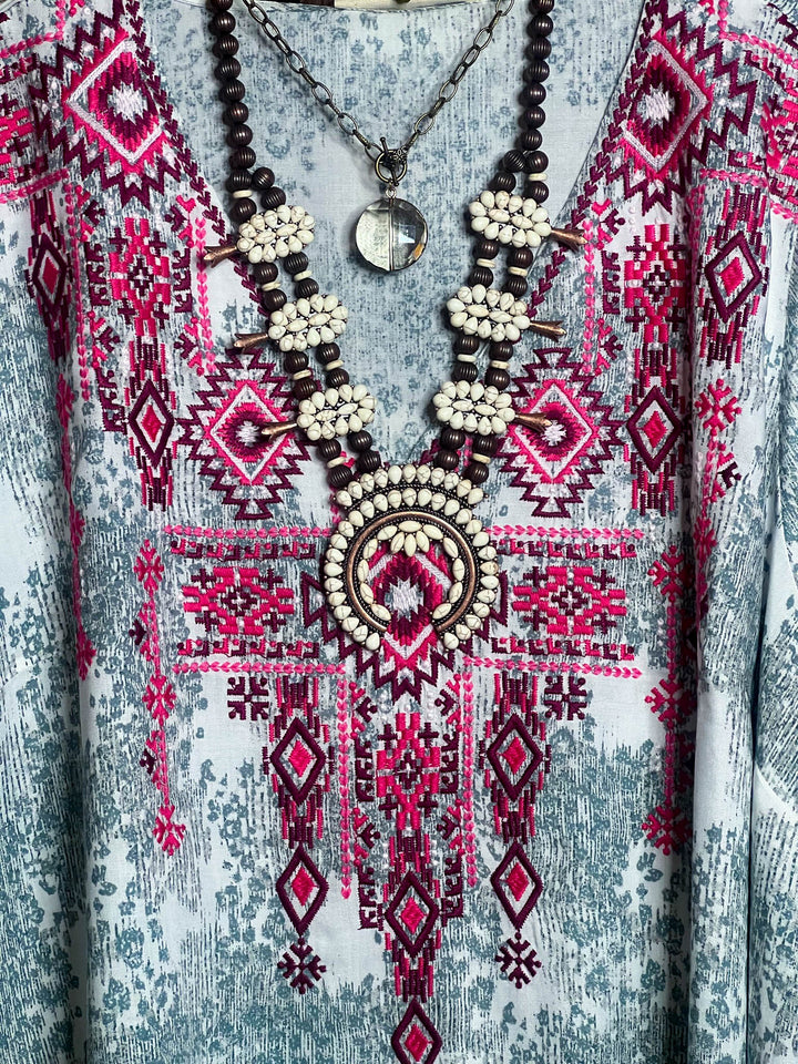 Without Worry Tunic Gray & Magenta