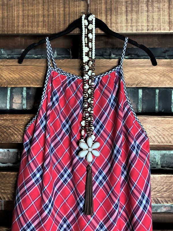 PLAID PRINT IN NAVY & RED DRESS 6-12 SIZE---------SALE
