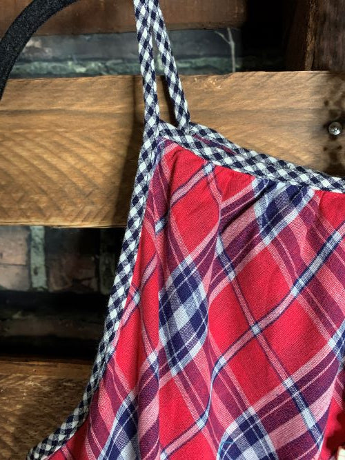 PLAID PRINT IN NAVY & RED DRESS 6-12 SIZE---------SALE