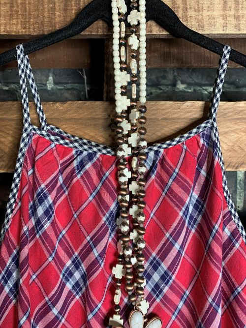 PLAID PRINT IN NAVY & RED DRESS 6-12 SIZE---------SALE