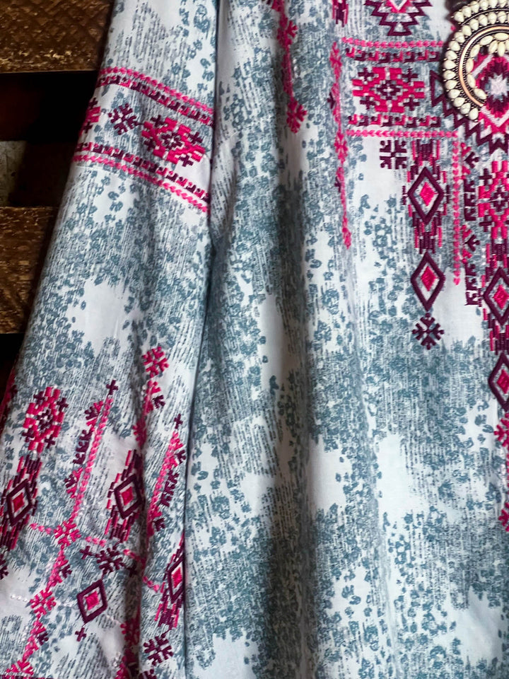 Without Worry Tunic Gray & Magenta