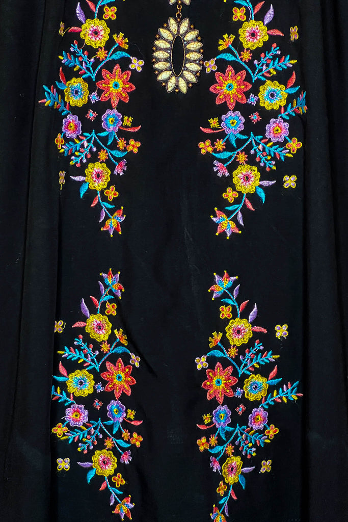 Beauty in The Details Black Floral Embroidered Dress