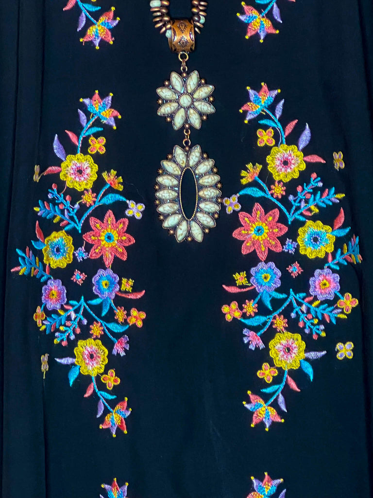 Beauty in The Details Black Floral Embroidered Dress