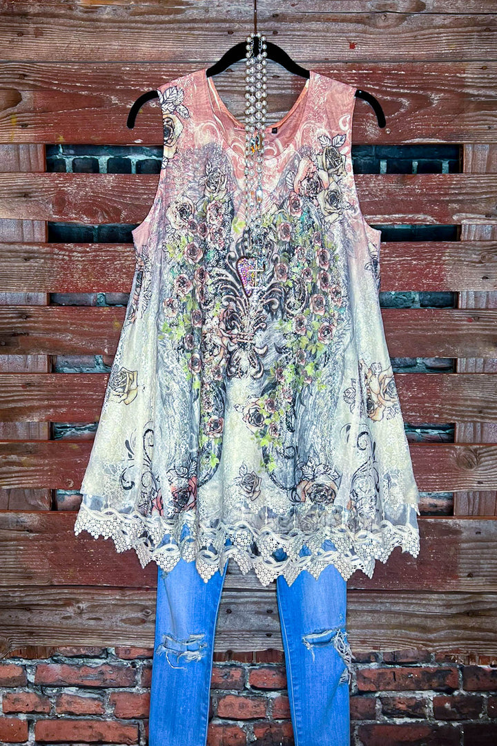 ROMANTIC STYLE GARDEN BEIGE & FLORAL LACE DRESS